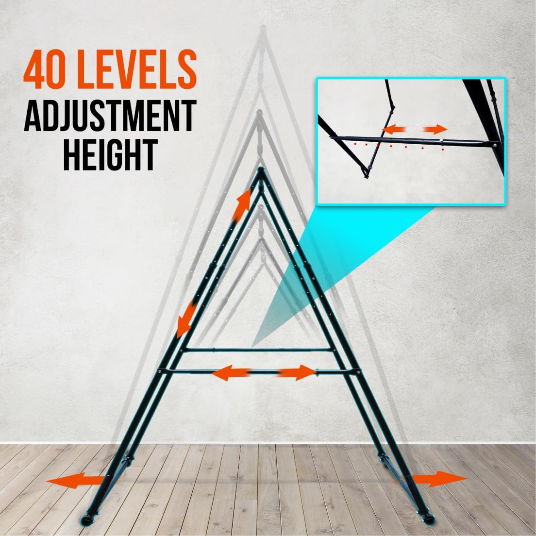 KHANH TRINH Foldable Pull Up Bar Stable Gymnastics Equipment Portable Aerial Yoga Stand Durable Frame For Hammock Chair, Therapy Sensory Swing. Adjustable Back Stretcher For Lower Back Pain Relief