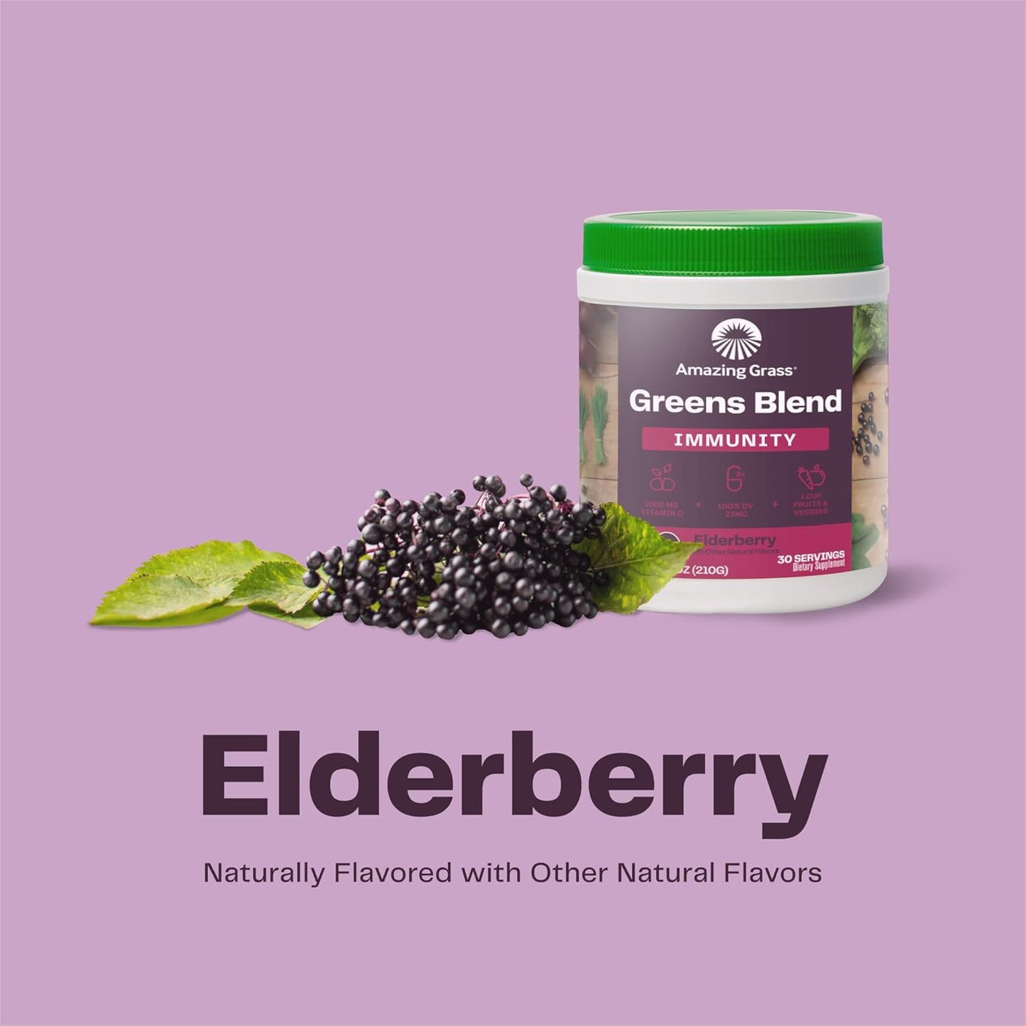 Amazing Grass Greens Blend Superfood for Immune Support: Super Greens Powder Smoothie Mix with Organic Spirulina, Chlorella, Beet Root Powder, Digestive Enzymes & Probiotics, Original, 30 Servings