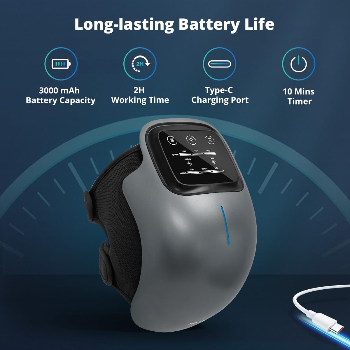 Medcursor Knee Massager with Heat, Cordless Heated Knee Massage for Pain Relief with 3 Heating Levels, 3 Vibration Modes, LED Screen, Adjustable Straps, Gift for Men and Women