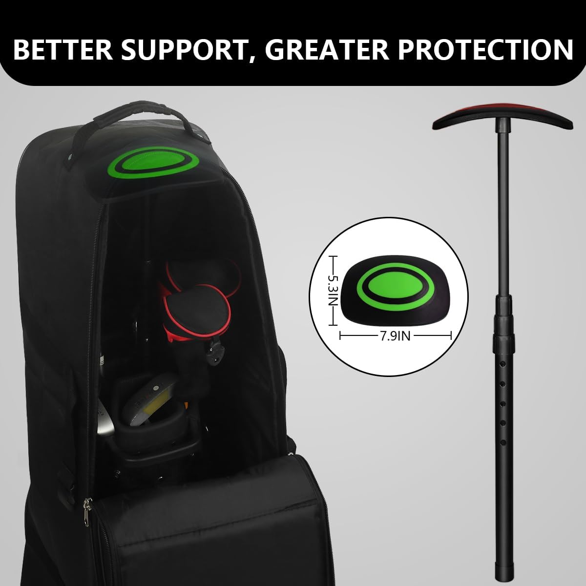 LTY Golf Travel Support Arm, Golf Travel Brace, Golf Travel Protection Kit, Golf Travel Bag Support System - Featuring a New Shape Designed for Better fit with Golf Bags