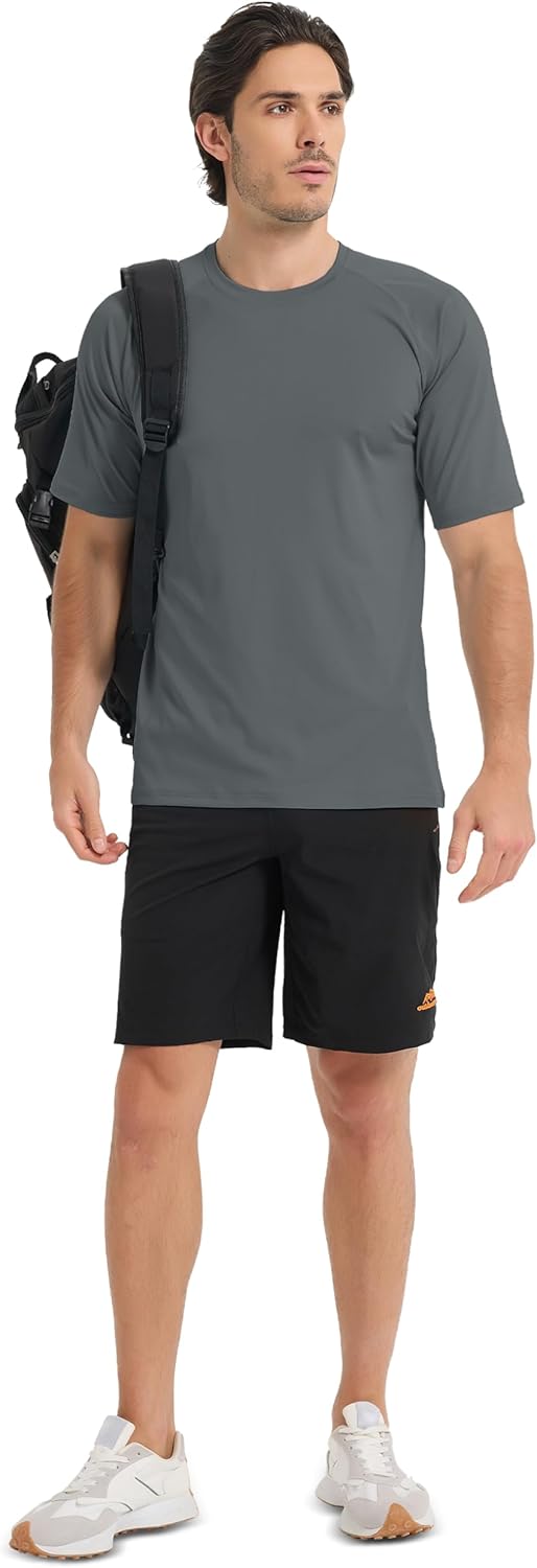 MAGCOMSEN Men's Short Sleeve UPF 50+ Sun Protection Shirts Quick Dry Athletic T-Shirt Hiking Running Swimming Rash Guard
