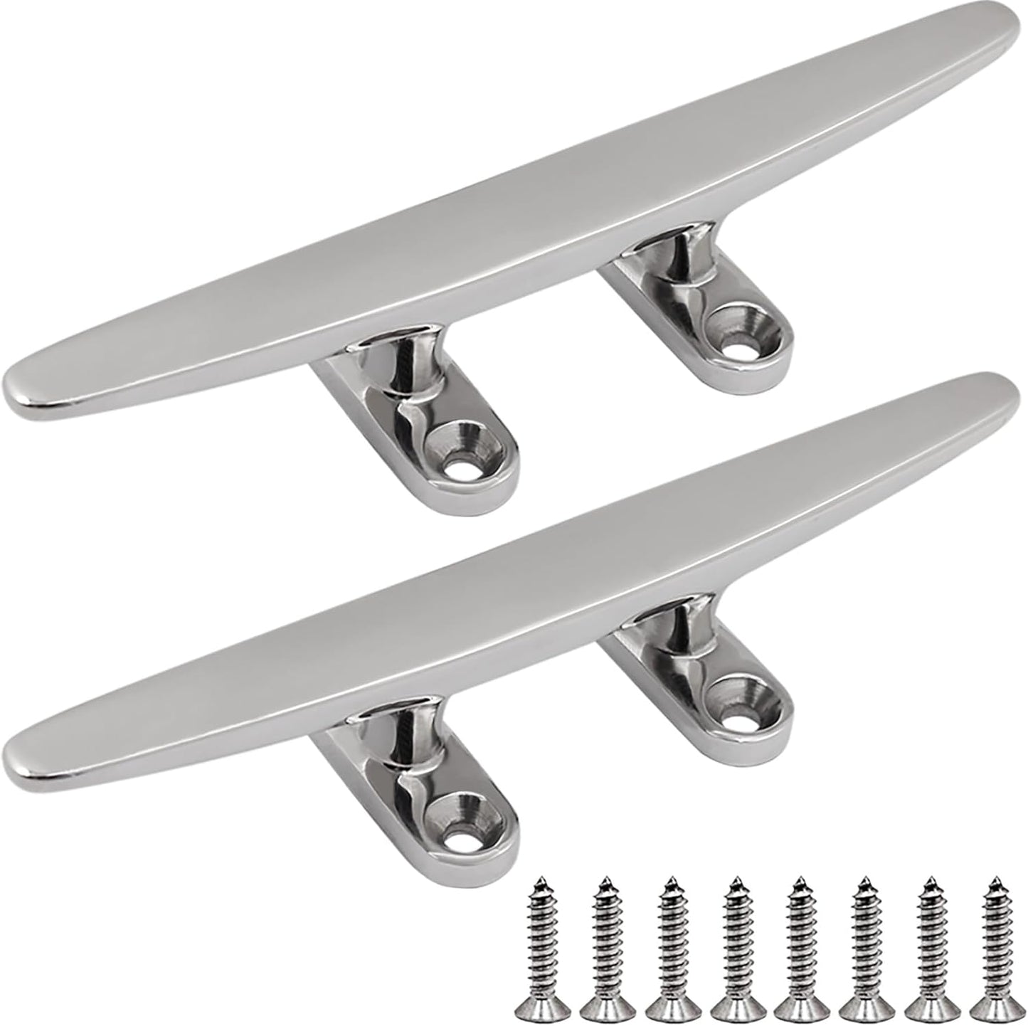 SHENGHUISS Boat Cleat 316 Stainless Steel Open Base Boat Dock Cleats Flat Top Mooring Cleat for Boat, Deck, Dock, Hook (4"/5"/6"/8"/10"/12")
