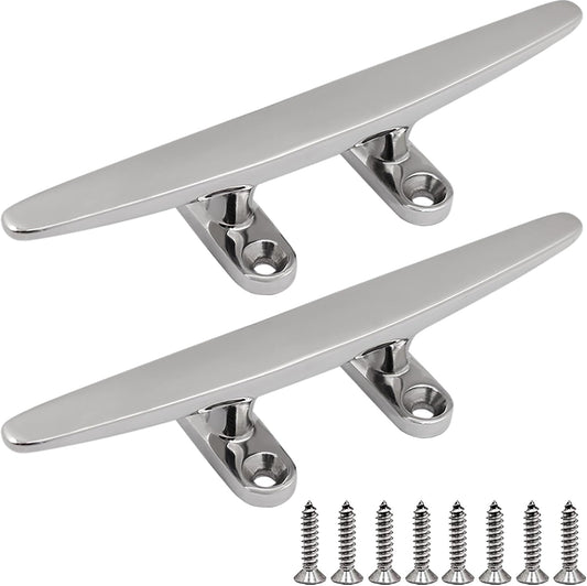 SHENGHUISS Boat Cleat 316 Stainless Steel Open Base Boat Dock Cleats Flat Top Mooring Cleat for Boat, Deck, Dock, Hook (4"/5"/6"/8"/10"/12")