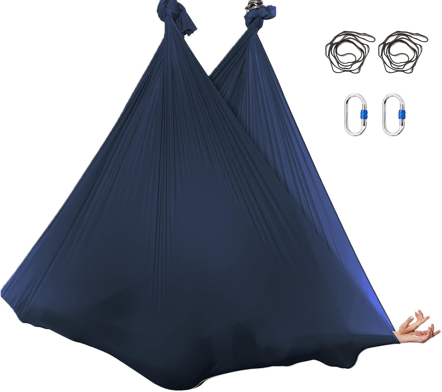 5.5 Yards Aerial Silks Yoga Swing Set - Aerial Yoga Hammock Kit Anti-Gravity Flying for Fitness, Low/Non Stretch Nylon Tricot Fabric Hardware Included for Dance