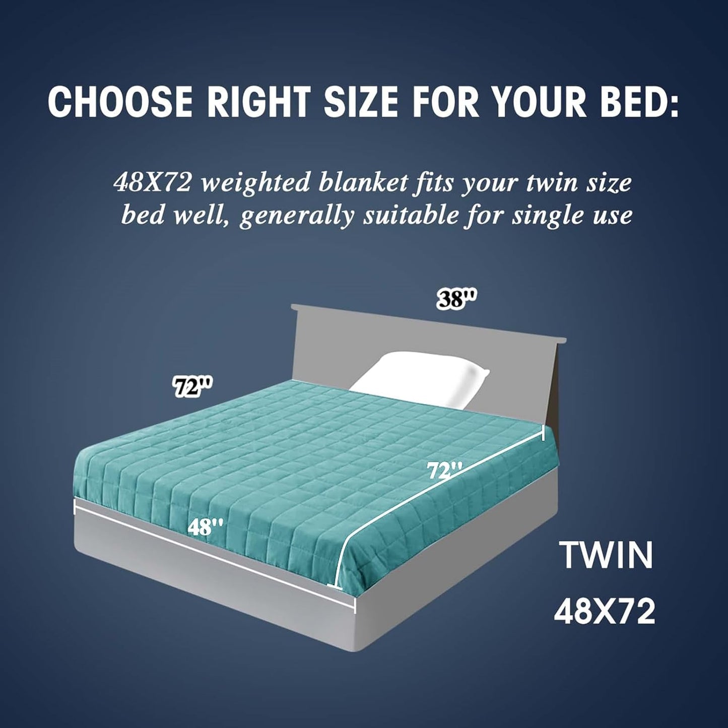 yescool Weighted Blanket for Adults (20 lbs, 48" x 72", Teal) Cooling Heavy Blanket for Sleeping Perfect for 190-210 lbs, Twin Size Breathable Blanket with Premium Glass Bead, Machine Washable