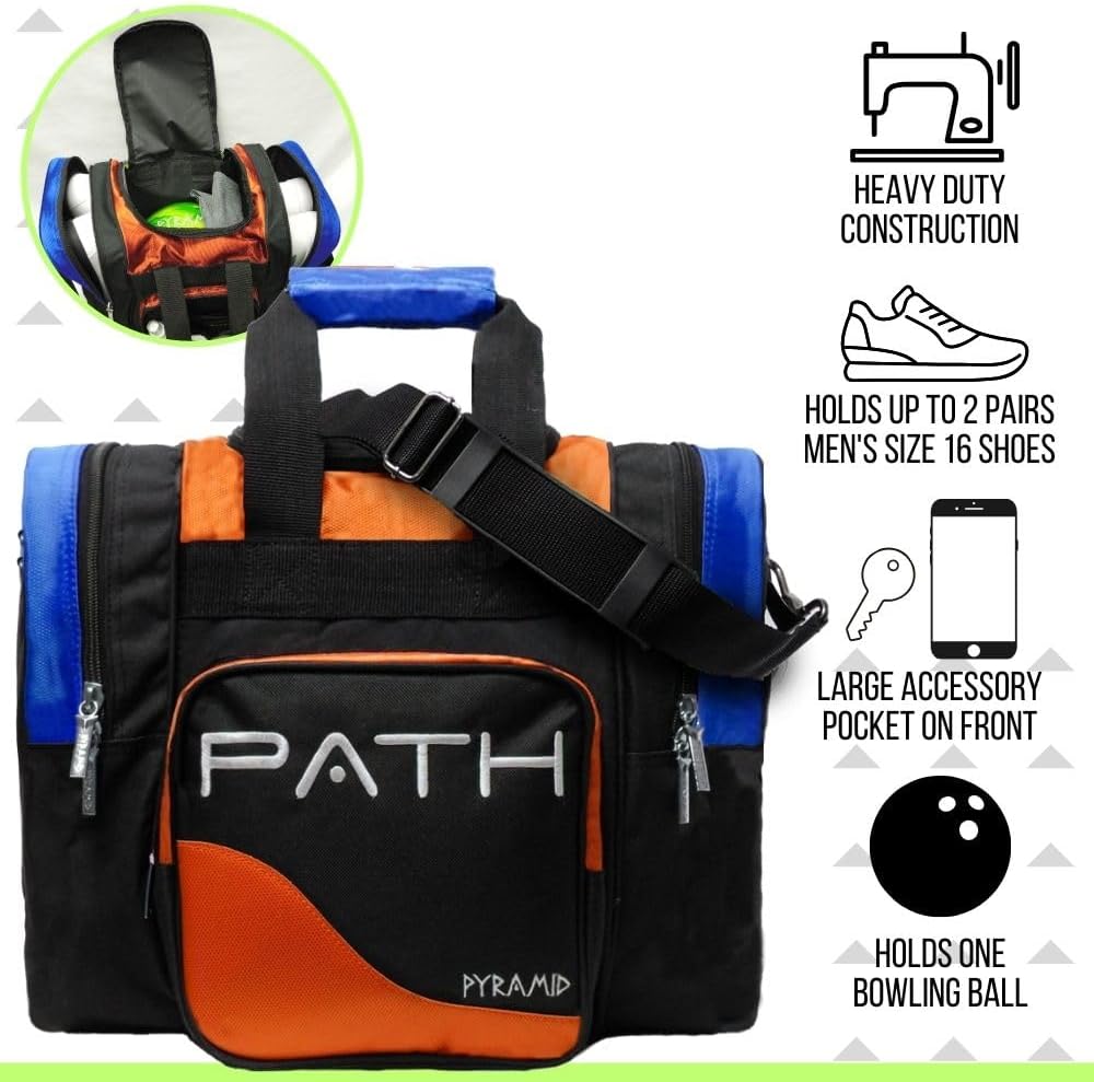 Pyramid Path Pro Deluxe Single Bowling Ball Tote - Holds One Ball, One Pair Shoes Up to Mens 15