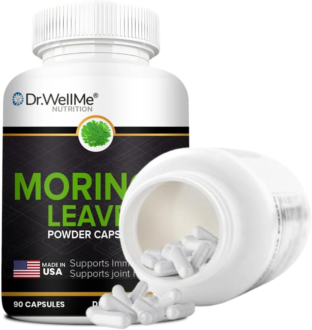 Dr.WellMe - Moringa Leaves Powder 90 Capsules – Natural Immune Health Support, Boosts Energy & Vitality, Joint Health, Improves Digestion, Rich in Antioxidants & Reduces Inflammation