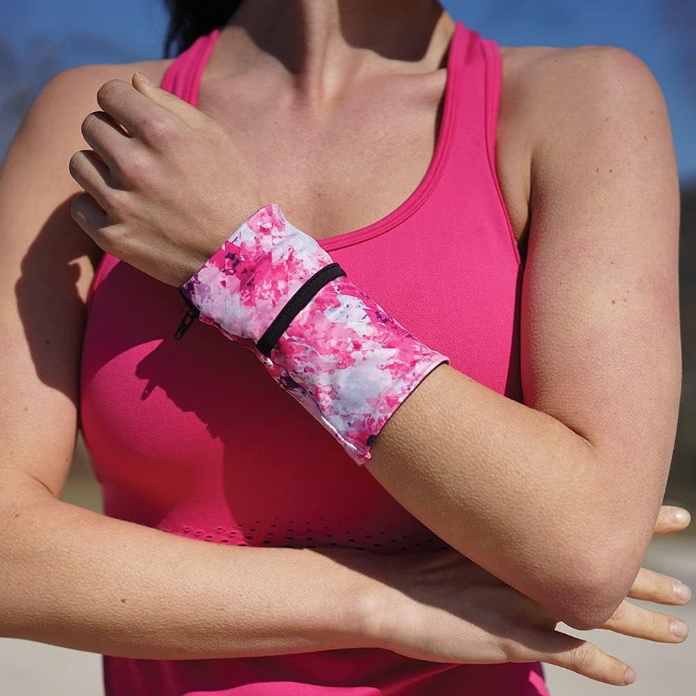 Sprigs Banjees 2 Pocket Wrist Wallet/Wrist Band/Wrist Pocket for Travel, Walking, & Running. Wallet Pouch That Holds Cash, Card, ID's, and More