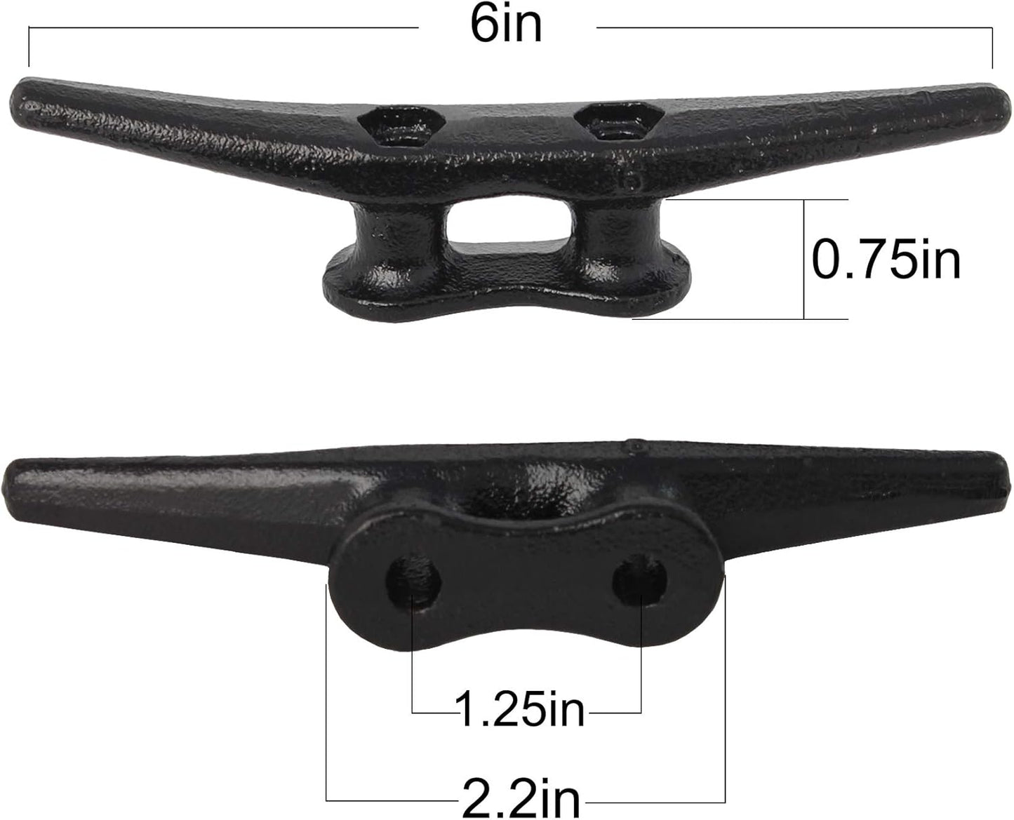 Dock Cleats 6/8/10 inch With Hardware,Electrophoretic Coated Black Boat Cleat Dock Boat Cleats,Rope Cleat Boat Dock Cleats Ideal for Boat Docks, Decks, Piers for Tying up Boats (2,4,6,8,12 Pack)