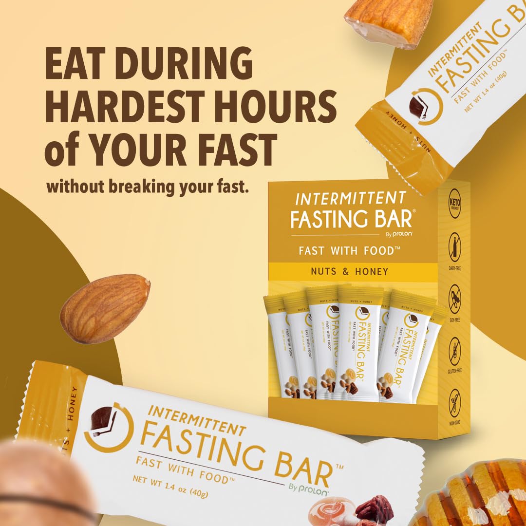 Prolon Fast Bars | Keto, Gluten Free, Dairy Free, Plant Based Protein, Intermittent Fasting Bars | Developed to Not Break Your Fast | Nuts & Honey, 24 Ct