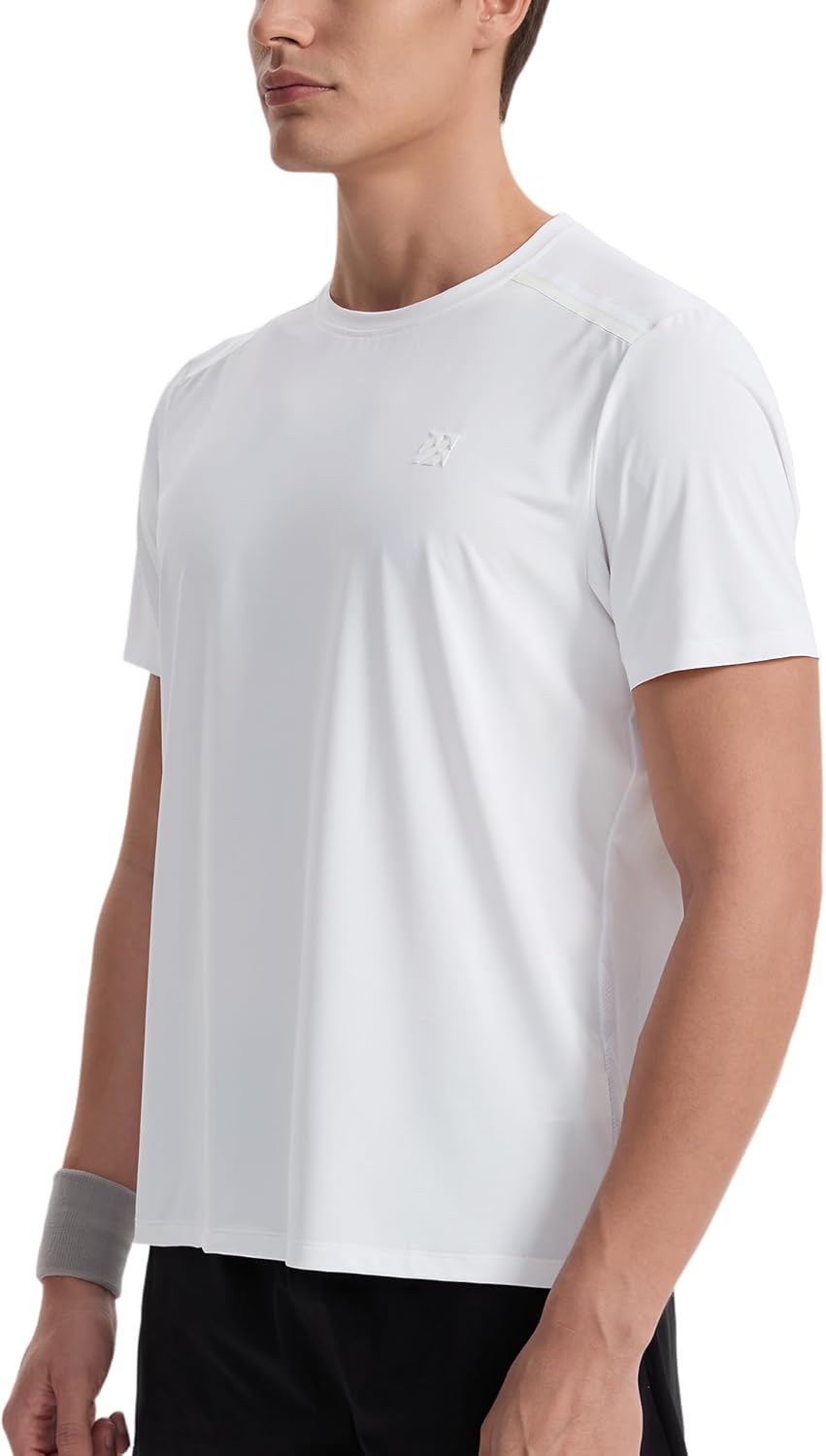 Mens Seamless Workout T-Shirts Lightweight Moisture Wicking Running Hiking Camping Tennis Pickleball Shirts for Men