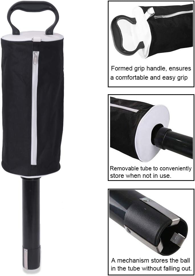 HOW TRUE Golf Ball Retriever, Portable Shag Bag Golf Ball Pick Up with Removable Plastic Tube, Pocket Shagger Storage