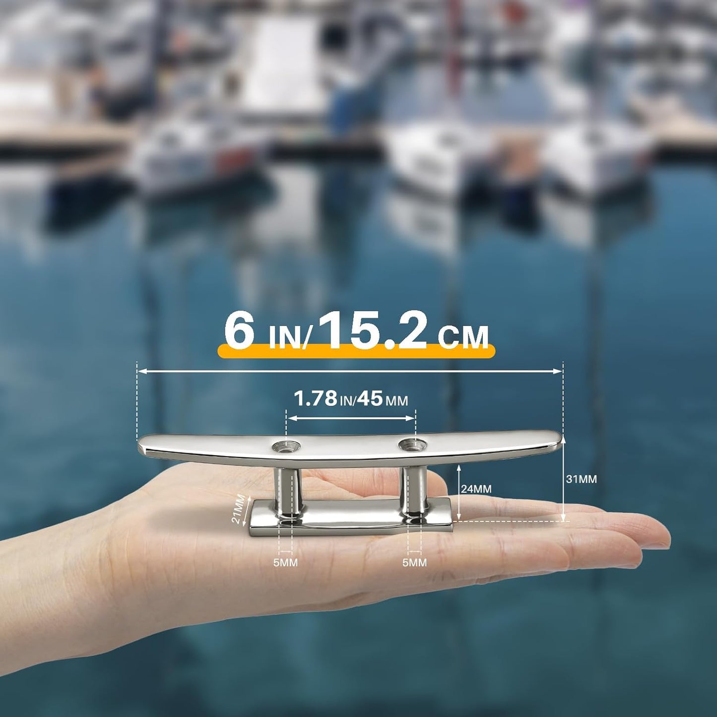 Boat Cleats Marine Grade 316 Stainless Steel Boat Mooring Cleat Pack of 4, Installation Accessories Included