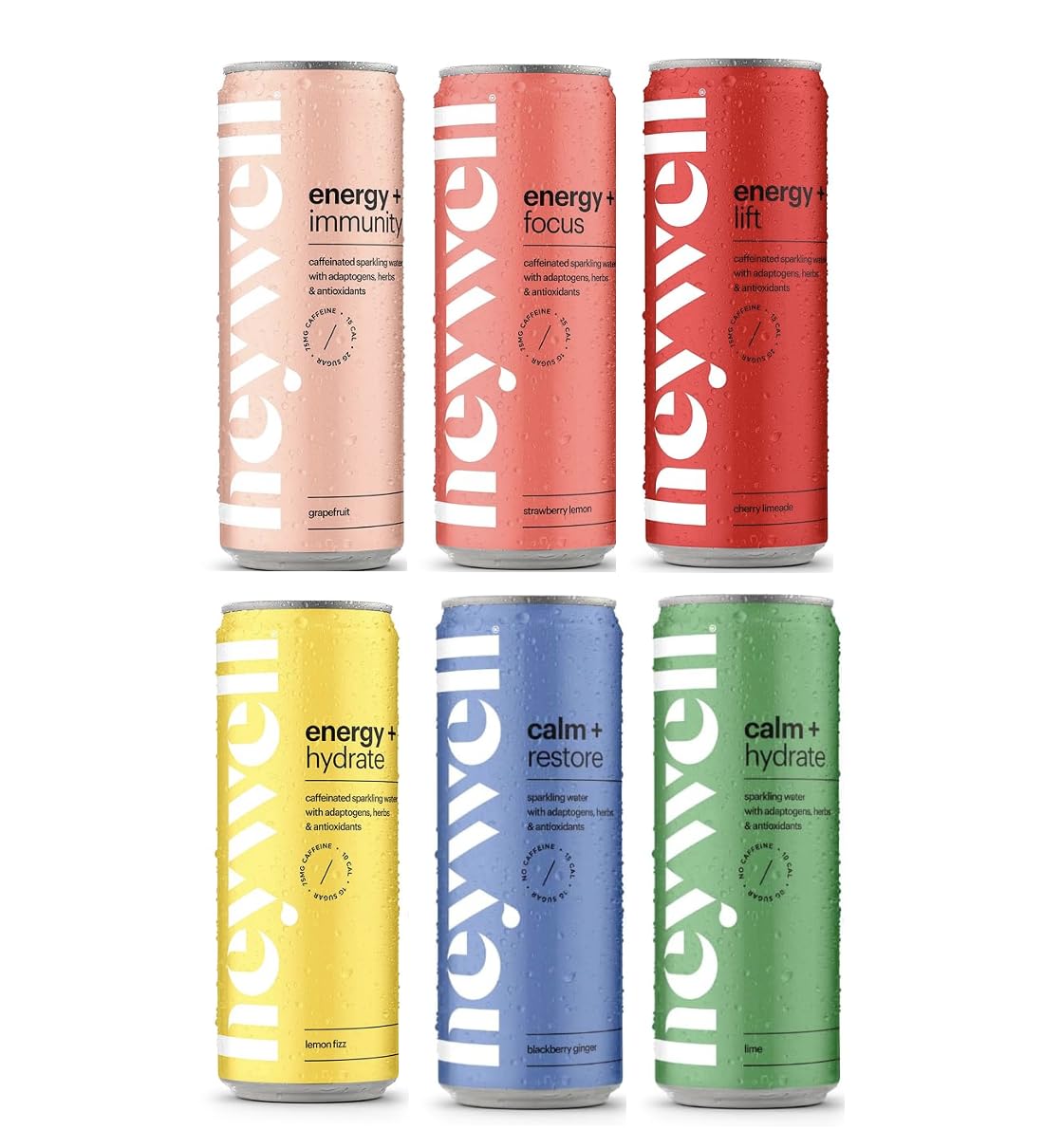 Heywell Sparkling Adaptogenic, Trial Pack, 12 Fluid Ounce (Pack of 6) - Organic, Non GMO, Vegan, Gluten Free, Dairy Free