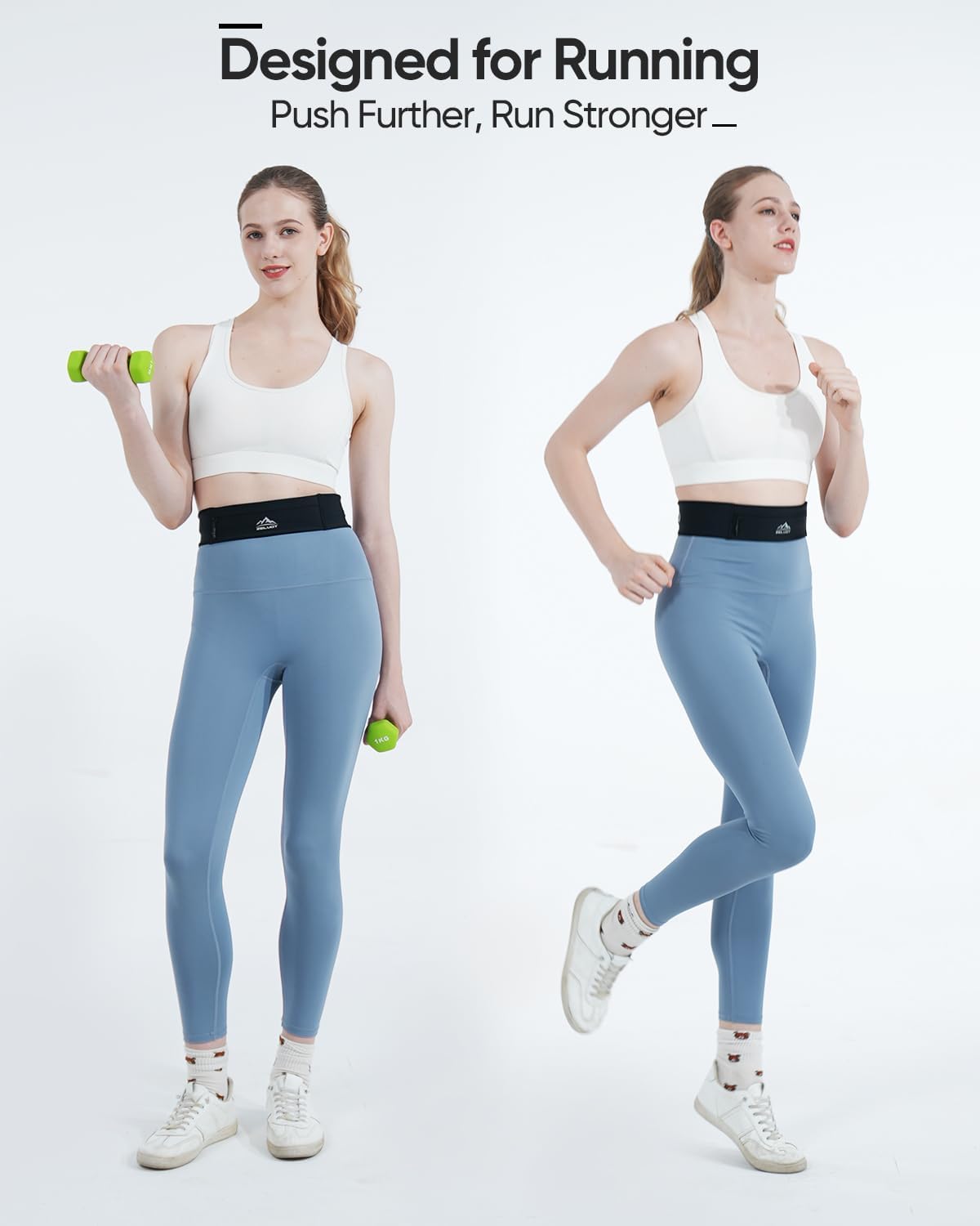 Running Belt with 400ml Soft Flask, Extension Strap & Phone Holder, Adjustable Running Fanny Pack with Gym Towel, Waterproof Belt Bag for Women Men for Jogging Marathon (Black, Large)