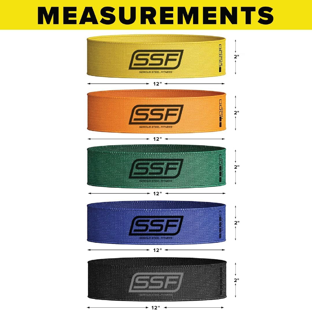 Serious Steel Fitness Fabric Mini Loop Non-Slip Resistance Band Set | Warm-Up, Physical Therapy, Glute Training, Speed and Agility Exercise Bands