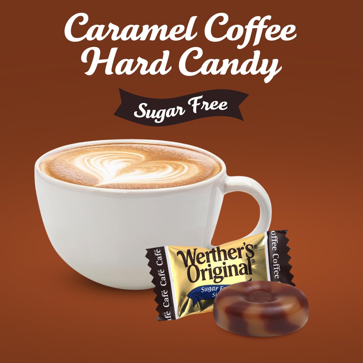Werther's Original Hard Sugar Free Coffee Caramel Candy, Individually Wrapped Healthy Sweet Coffee Caramel Bites for Guilt-Free Pleasure, Melts in Your Mouth in a Satisfying Creamy Way, 1lb (Correct Sugarfree Ingredients in Listing)