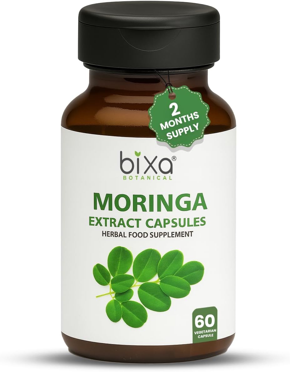 bixa BOTANICAL Moringa Leaf Extract Capsule (Moringa Oleifera) | Multi-Vitamin Green Super Food Supplement ǀ Pure Natural Nutrition Supplement- (60 Count(Pack of 1))