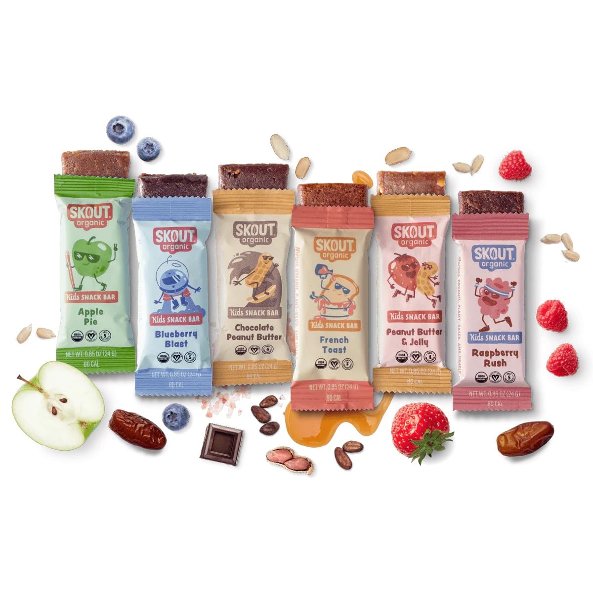 Skout Organic Kids Snack Bar Variety Pack (36 Pack) | Organic Kids Snack Bars | Plant-Based Nutrition | Vegan | Gluten, Dairy, & Soy Free