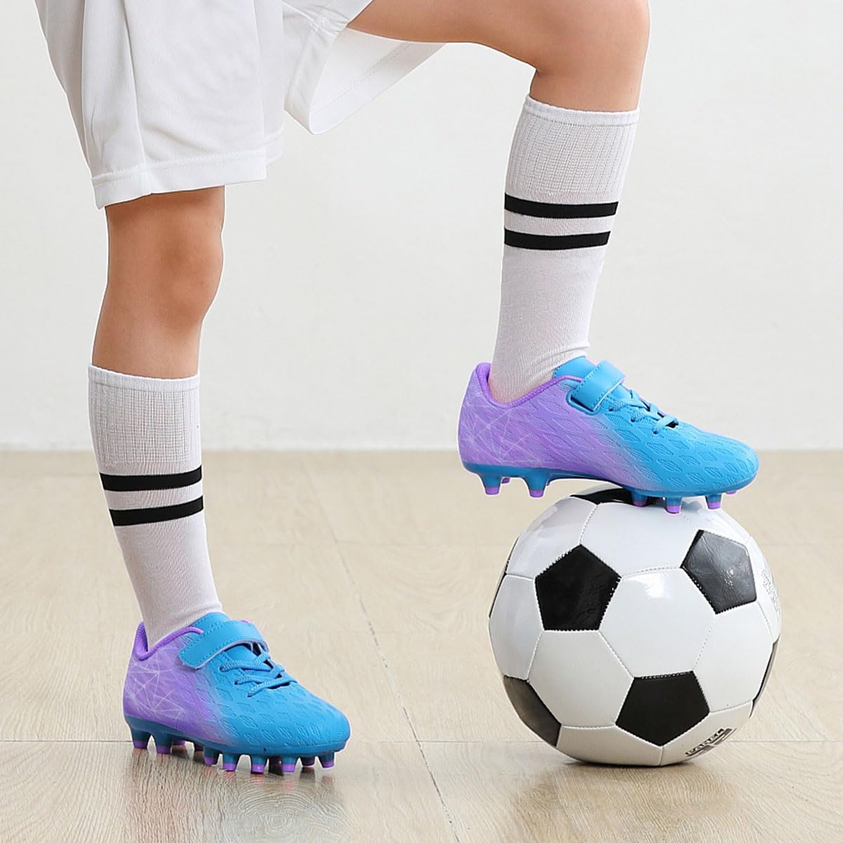 brooman Kids Firm Ground Soccer Cleats Boys Girls Athletic Outdoor Football Shoes