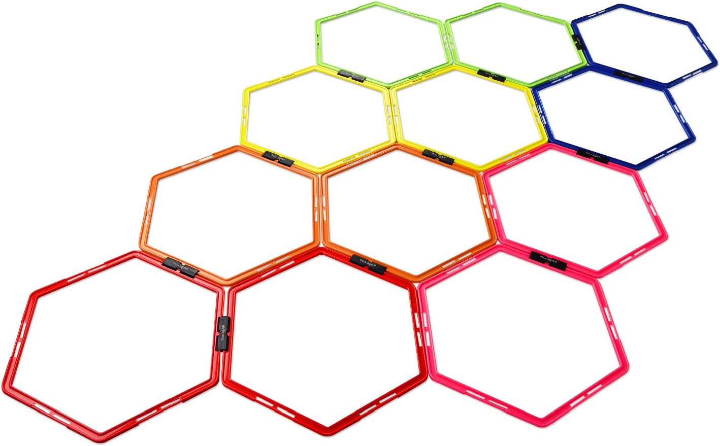 Yes4All Hex Agility Rings/Speed Rings with Carrying Bag – Hexagon Rings, Agility Hurdles for Agility Footwork Training