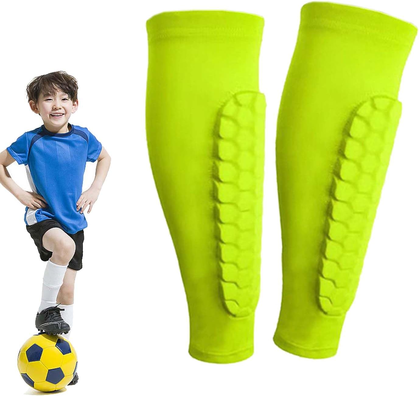 Shin Defender Shin Guards Kids 2 Pair, Shindefender Shin Guards Soccer, with Honeycomb Pads, for Soccer Kids Youth Adult