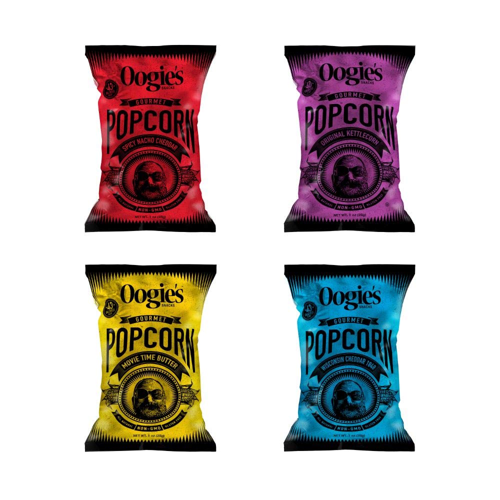 Oogie's Gourmet Popcorn| 16 Pack | Variety Flavor Pack | Gluten Free Popcorn Snacks | 1oz Individual Bags