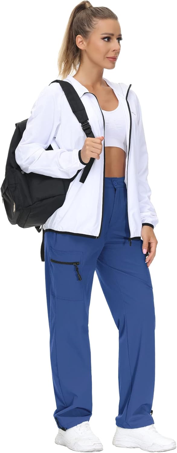 VVK Women's Hiking Cargo Pants Lightweight Quick Dry Outdoor Athletic Pants Camping Climbing Golf Zipper Pockets