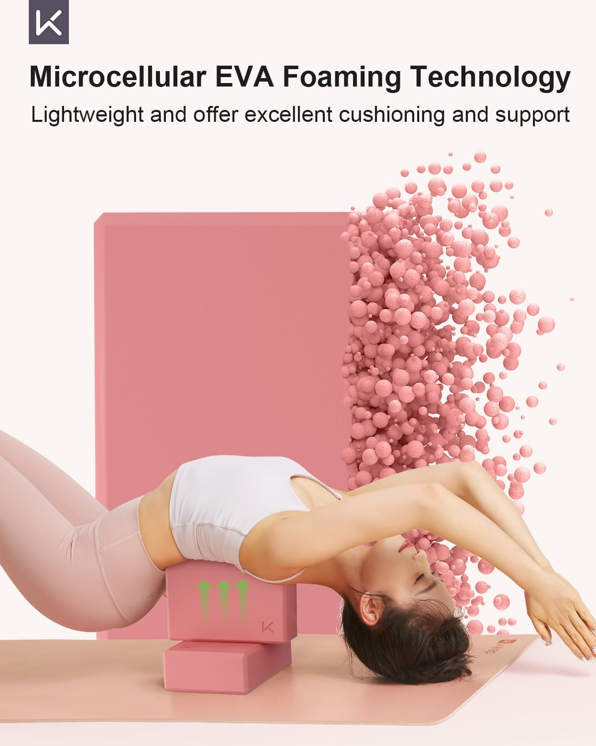 KEEP Yoga Block, High-Density EVA Foam 2 Pack Yoga Block with Non-Slip Textured Surface, Supportive, Lightweight - Ideal for Yoga, Pilates, and Stretching Exercises