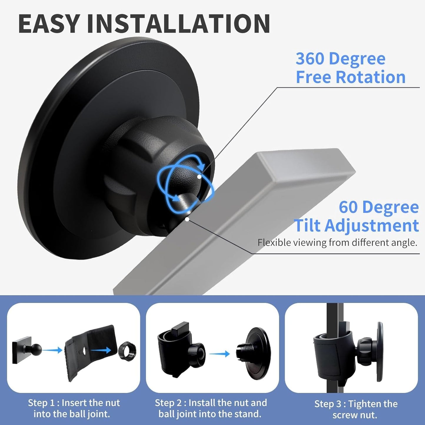 Magnetic Golf Cart Phone Holder Work with Magsafe iPhone 16-12 Series and All Phones, Fits Yamaha, EZGO, Club Car Golf Cart, Alloy Strong Magnetic Phone Mount for Gym, Kitchen, with Metal Plate