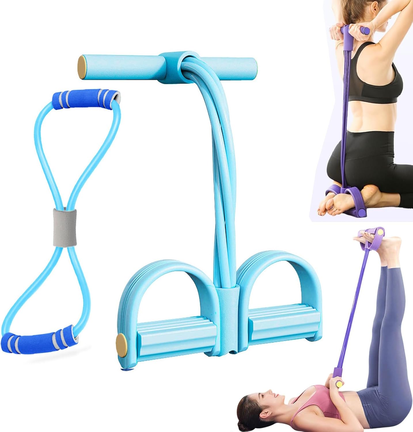 Multifunctional Tension Cor,4/6 Tube Resistance Bands with Handles and Foot Straps,Pedal Puller, Sit Up Exercise Equipment for Home Workout & Training
