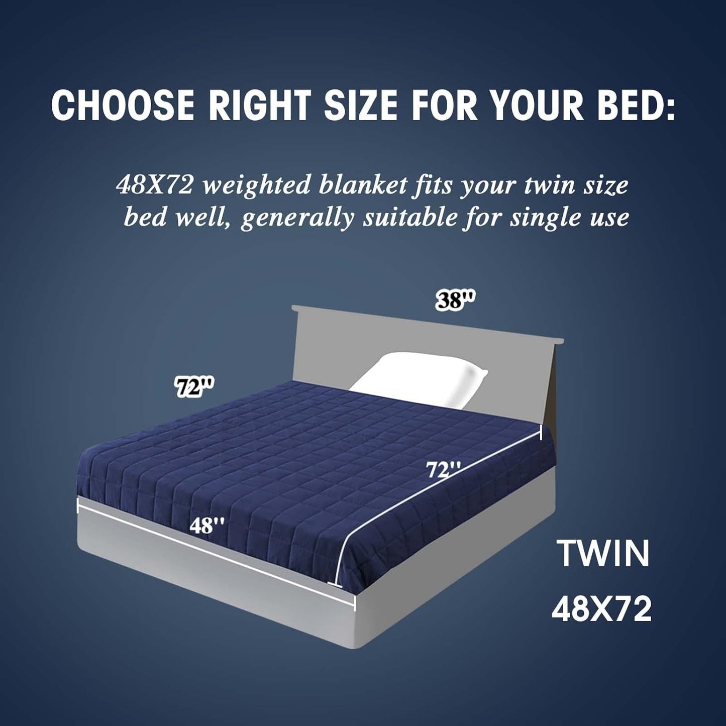 yescool Weighted Blanket for Adults (15 lbs, 48" x 72", Blue) Cooling Heavy Blanket for Sleeping Perfect for 140-160 lbs, Twin Size Breathable Blanket with Premium Glass Bead, Machine Washable