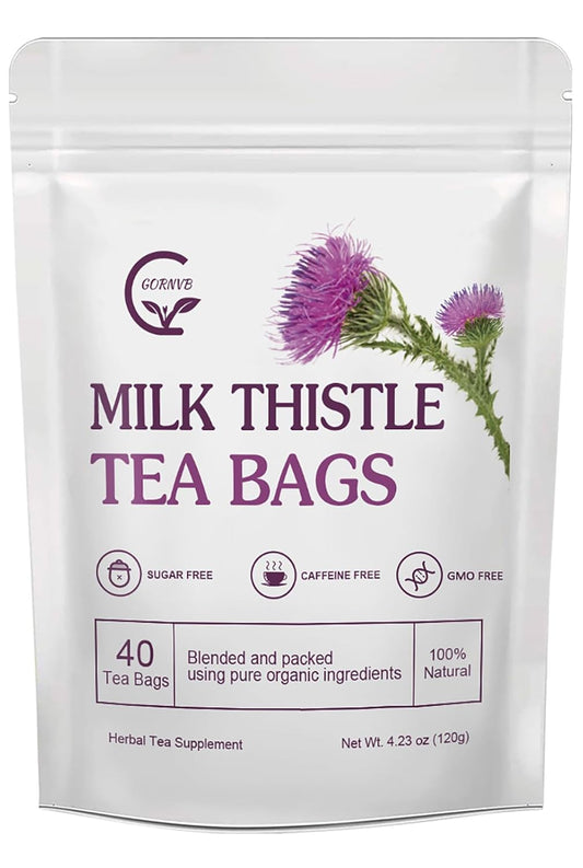 Organic Milk Thistle Tea Bags, 40 Teabags, 3g/Bag - Supports Liver Function, Liver Detox and Overall Health, Certified Free