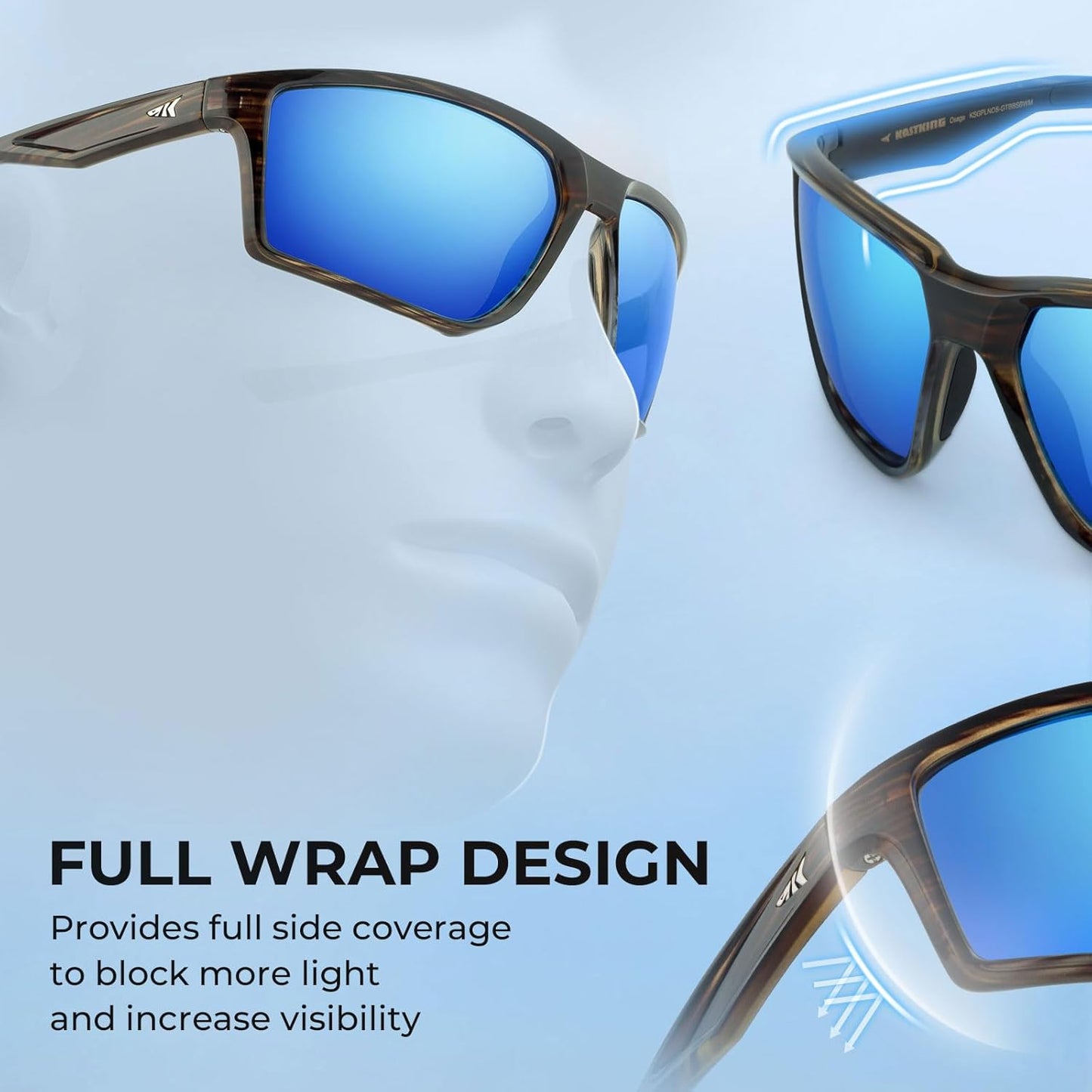 KastKing Osage Polarized Sport Sunglasses for Men and Women, Ideal for Driving Fishing Cycling Running, UV Protection