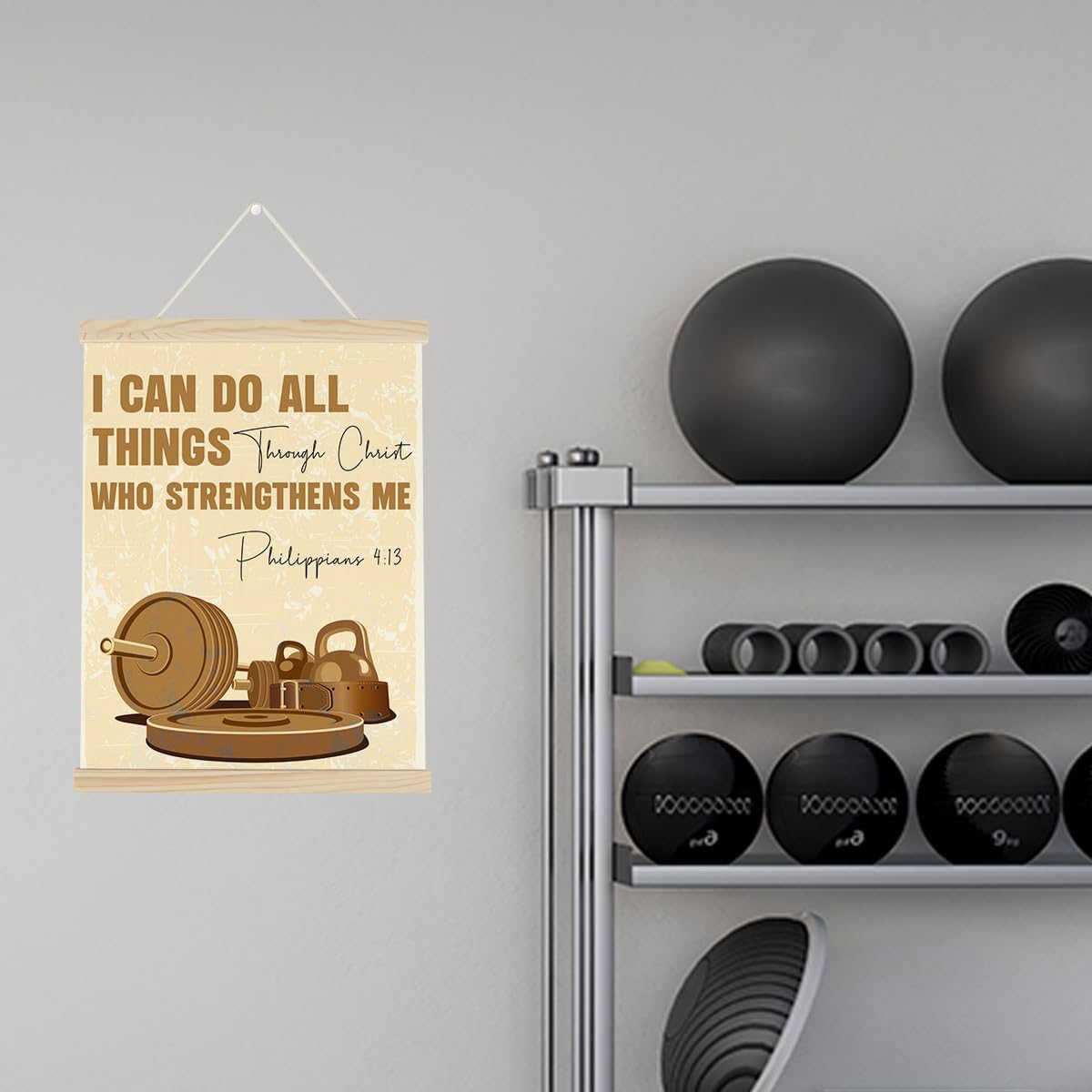 Gym Christian Motivational Posters College Dorm Posters Gifts for Guys Friends I Can Do All Things Through Christ who Strenghthens Me Gym Flag Wall Art Decor Sign for Home Gym Bedroom Office