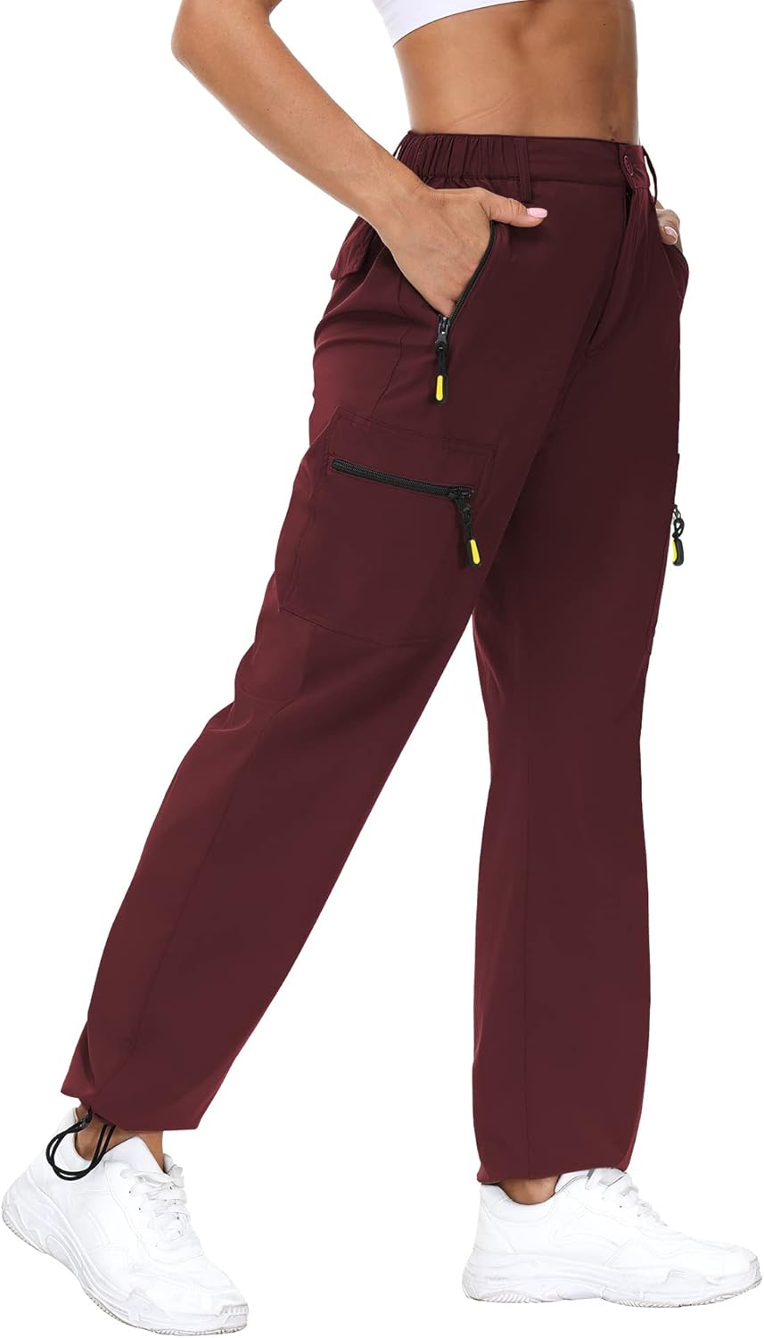 VVK Women's Hiking Cargo Pants Lightweight Quick Dry Outdoor Athletic Pants Camping Climbing Golf Zipper Pockets