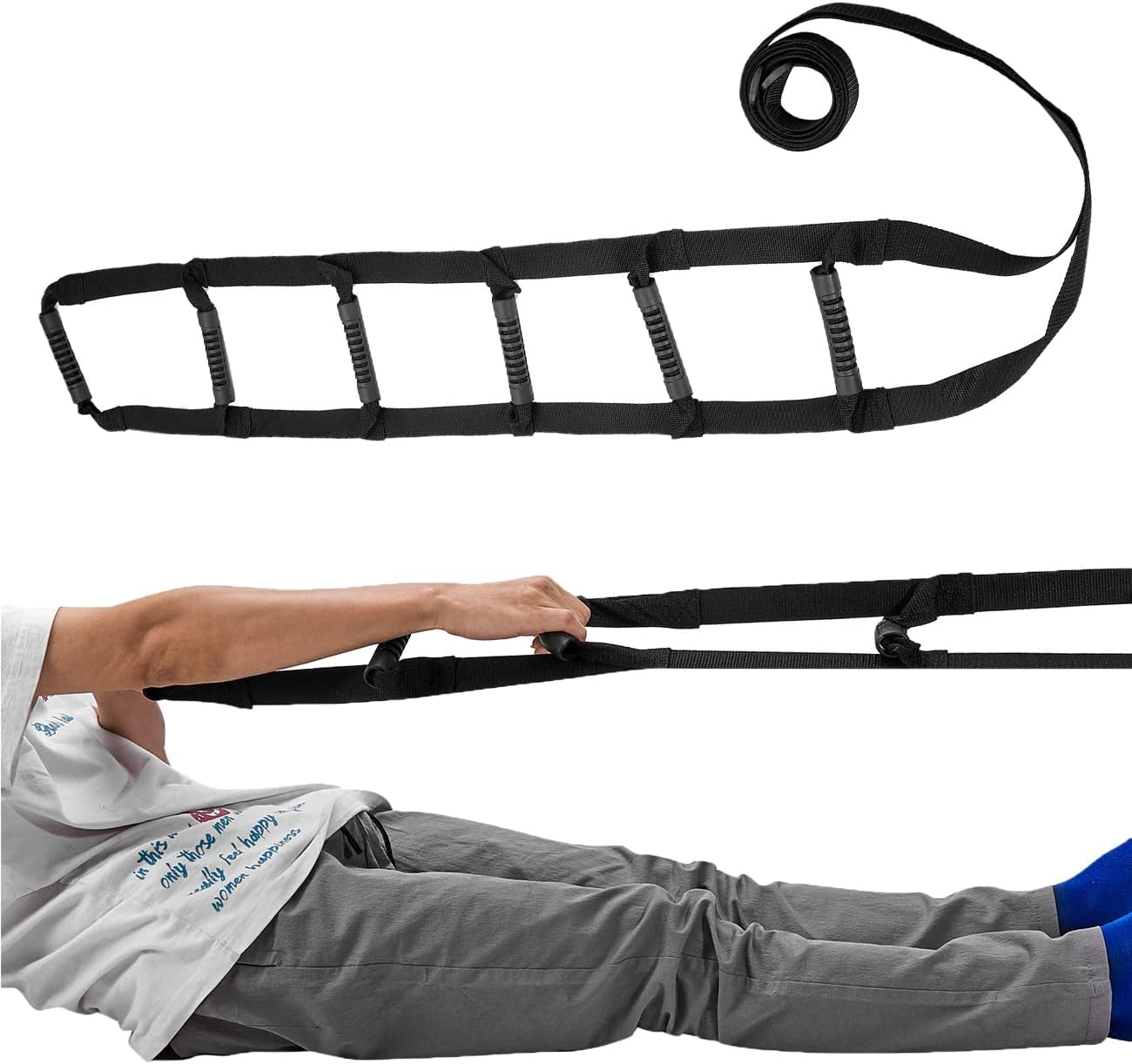 Pull Up Bed Ladder Assist,Assist Device with Handle Grips,Adjustable Length Bed Lift, Sit Up Helper Bed Assistance, Mobility Aid or Elderly, Senior, Injury Recovery Patient, Pregnant