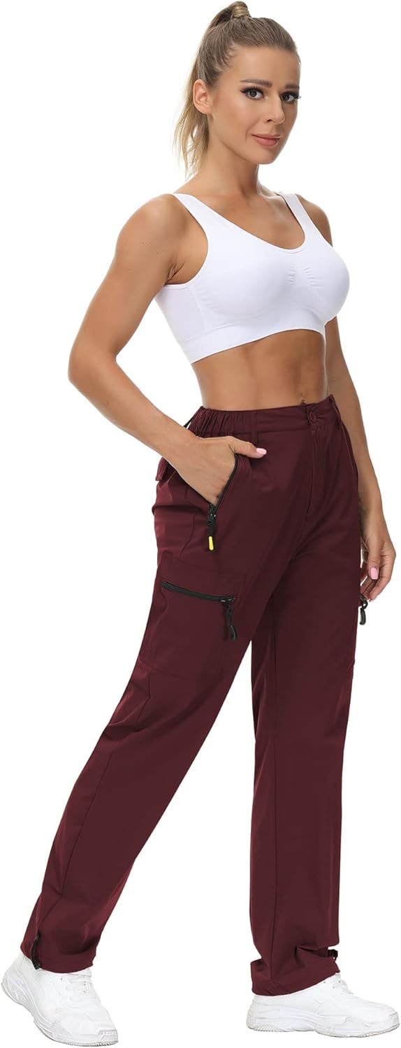 VVK Women's Hiking Cargo Pants Lightweight Quick Dry Outdoor Athletic Pants Camping Climbing Golf Zipper Pockets