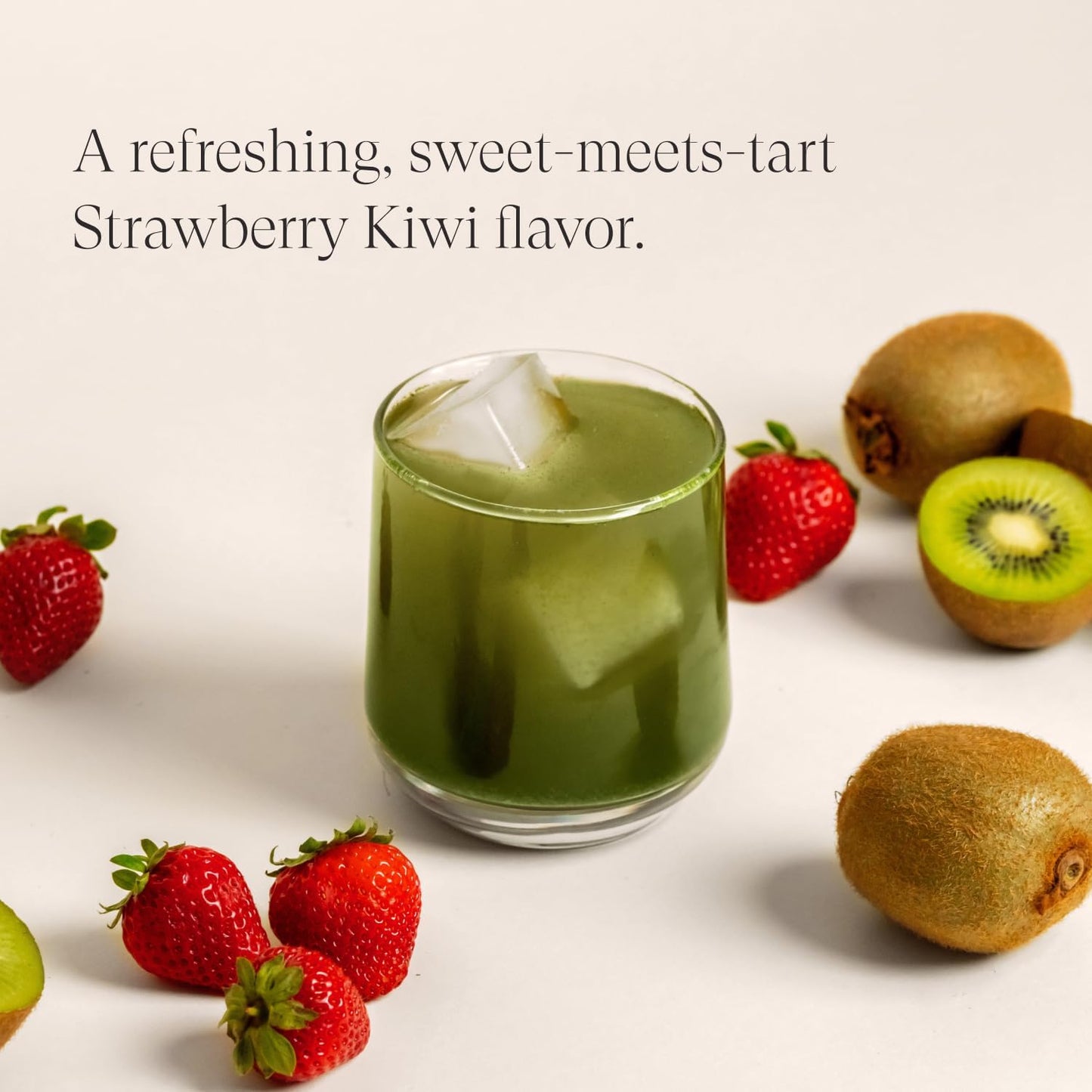 Beam Greens Powder, Superfood Supplement for Gut Health, Vegan Organic Blend with Ashwagandha, Vitamin C, B12, B6, D, Non-GMO Daily Detox & Immune Support, Strawberry Kiwi Flavor, 15 Servings