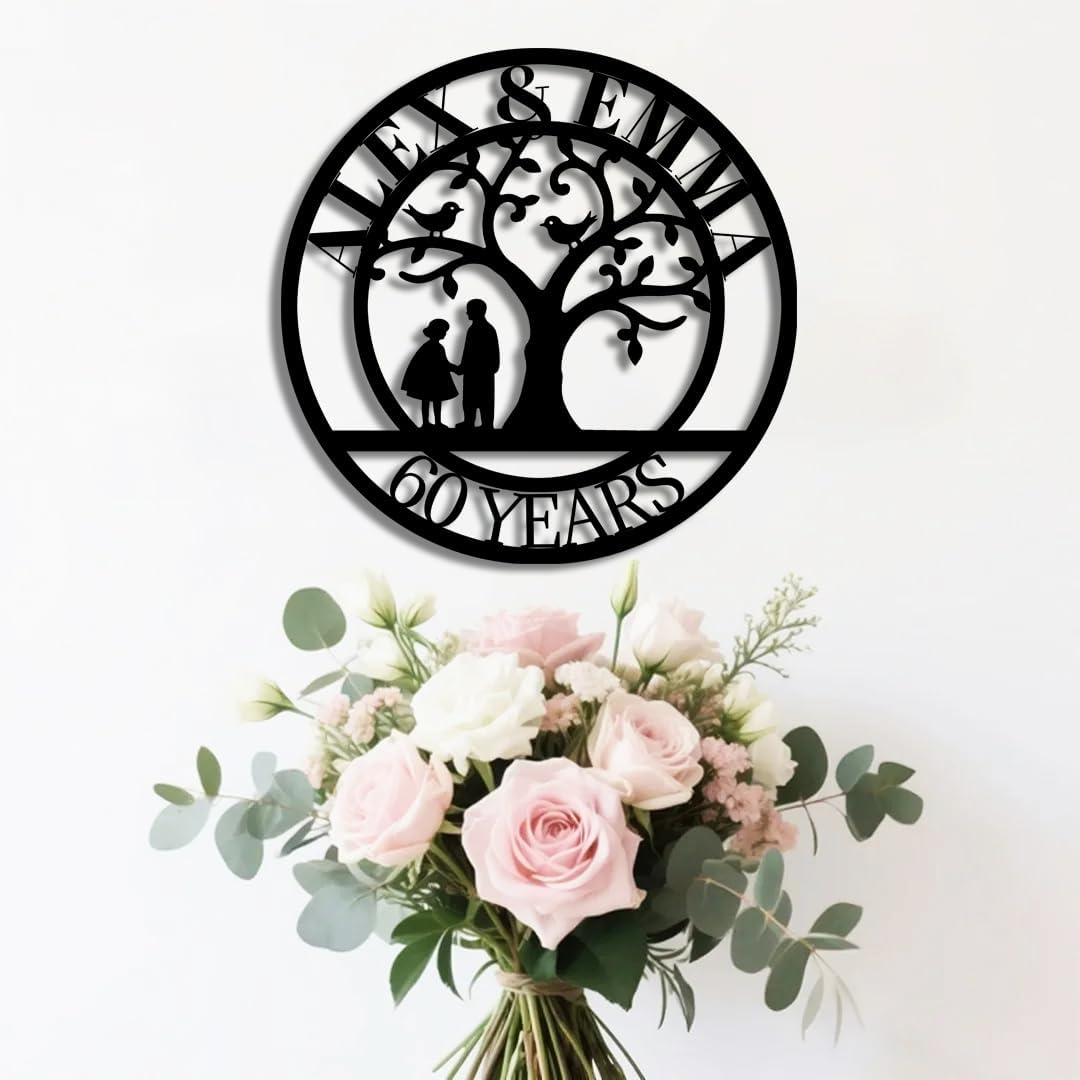 Tree of Life Metal Name Sign | Custom Metal Signs | Personalized Wall Art | Wedding Gift Indoor Decor Gift for Women, Men, Wife, Parents, Couple