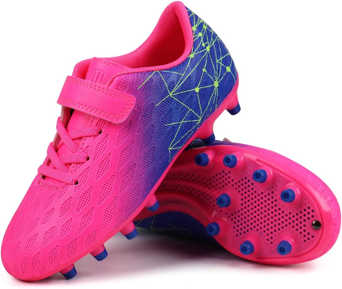 brooman Kids Firm Ground Soccer Cleats Boys Girls Athletic Outdoor Football Shoes