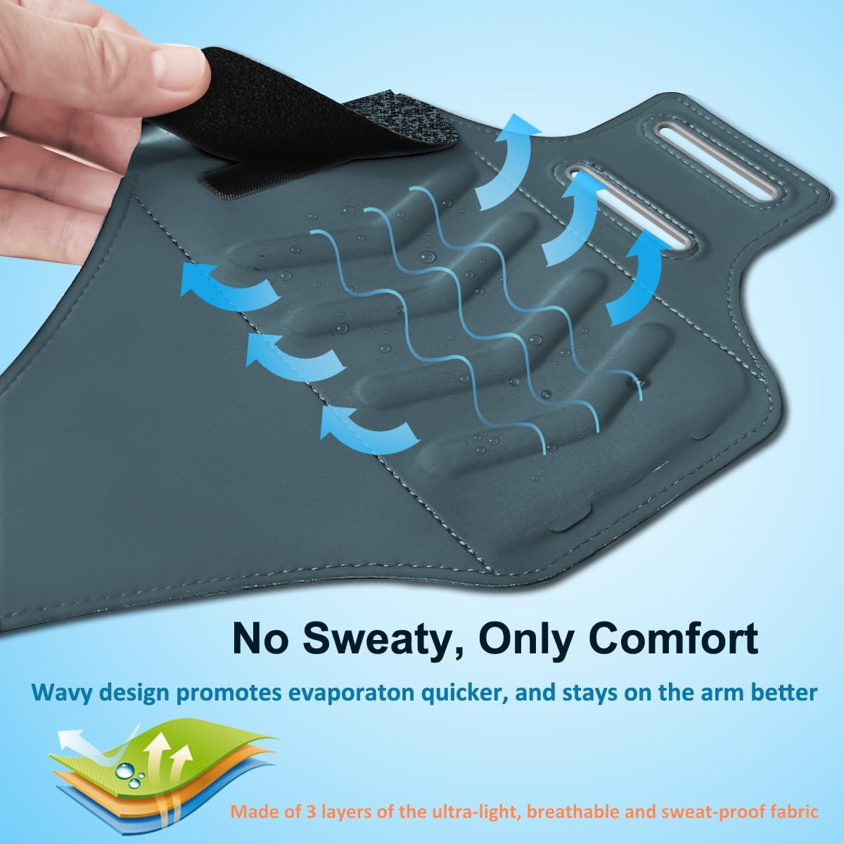 Arm Band for Phone for Running, Phone Holder for Running for iPhone & Samsung Galaxy, Cell Phone Armband Holder for Walking, Gym, Workout, w/Adjustable Strap&Zipper Pocket (Black Heather-S)