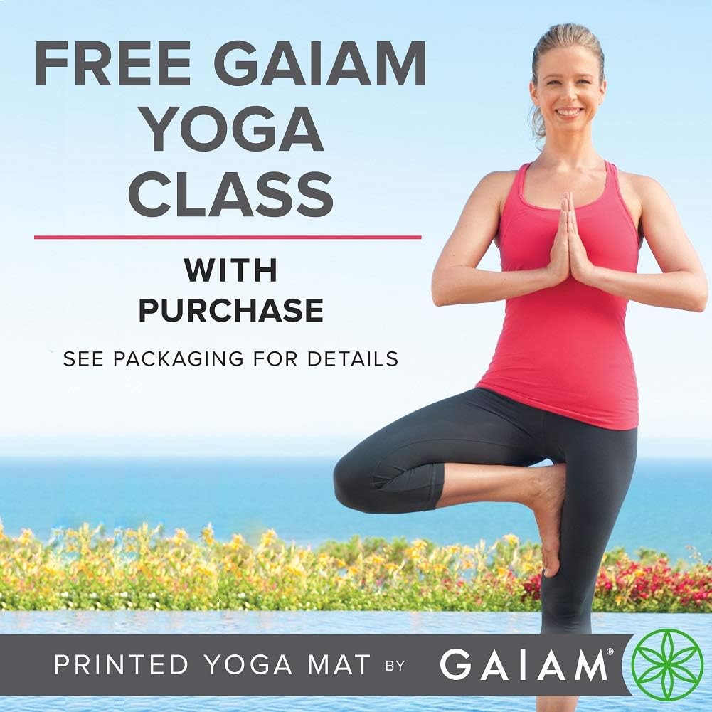 Gaiam Yoga Mat - Premium 5mm Solid Thick Non Slip Exercise & Fitness Mat for All Types of Yoga, Pilates & Floor Workouts (68" x 24" x 5mm)