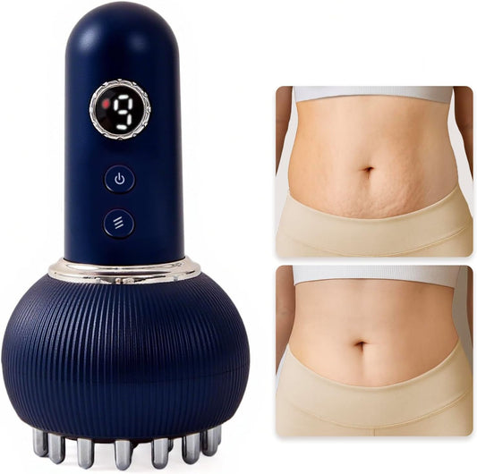 Lymphatic Drainage Massager & Anti Cellulite Massage Tool, Reduce Stretch Marks & Cellulite, for Legs, Arms & Belly, Body Sculpting Machine with Microcurrent, Light, Heat & Vibration,Blue