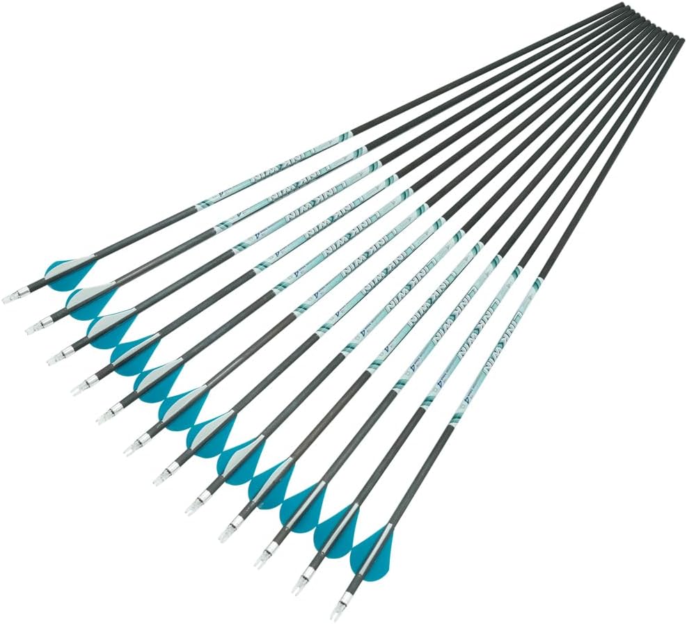 Linkboy Archery 0.001 30inch Carbon Arrows 300 340 400 500 600 Spine Target Practice Arrows Recurve Compound Hunting Bow Longbow 12pcs