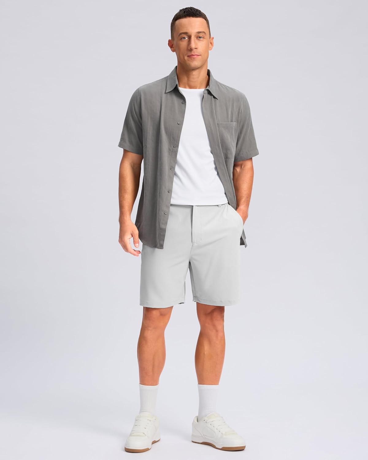 Pudolla Men's Casual Shorts 7"/9" Lightweight Golf Shorts with 3 Pockets Stretch Quick Dry Comfy Work Shorts