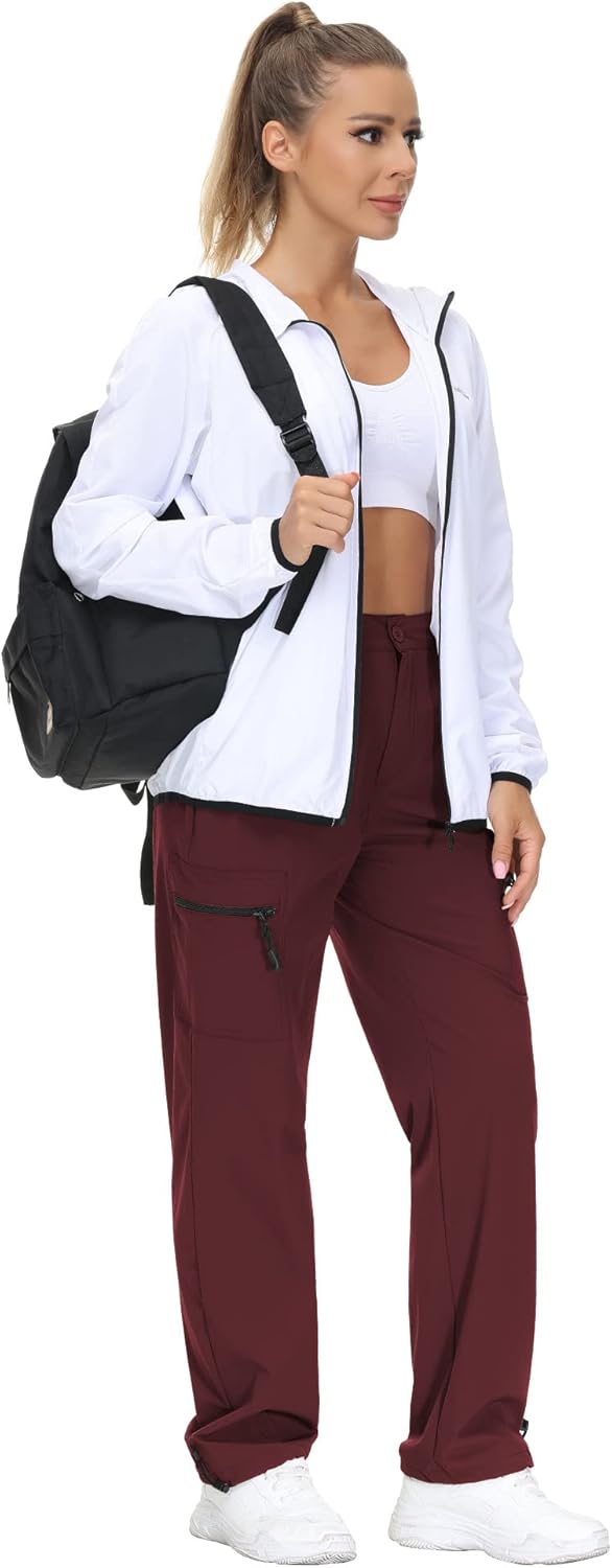 VVK Women's Hiking Cargo Pants Lightweight Quick Dry Outdoor Athletic Pants Camping Climbing Golf Zipper Pockets