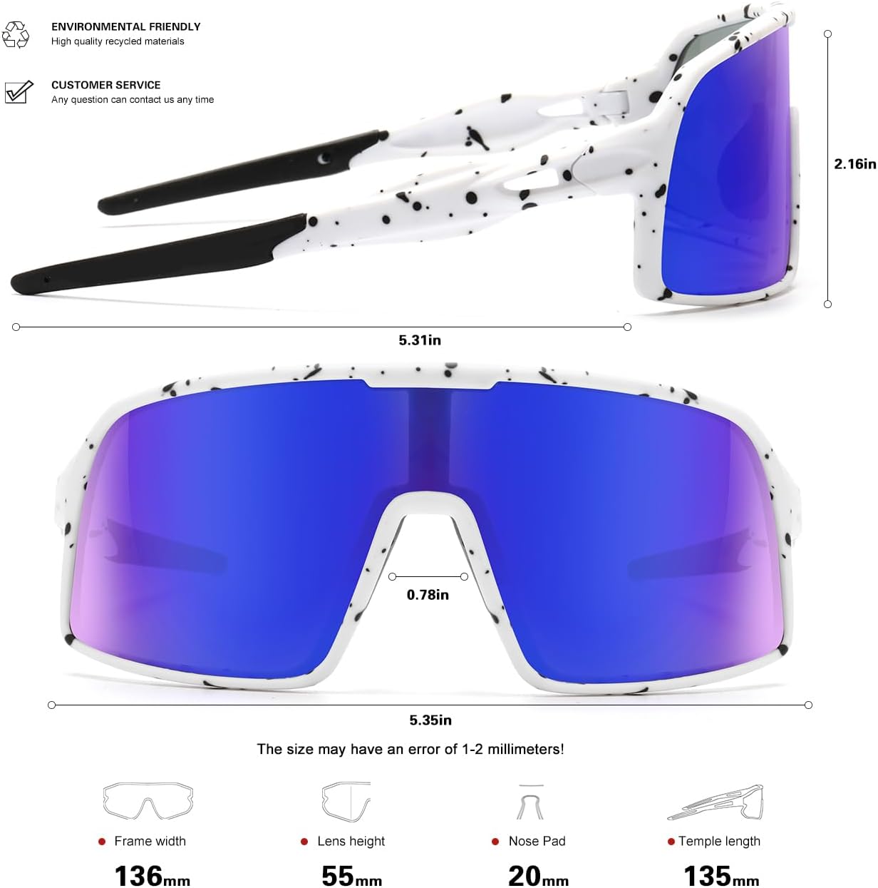 Polarized Sports Sunglasses for Men and Women Cycling Glasses UV Protection Goggles for Mountain Bike Running Fishing