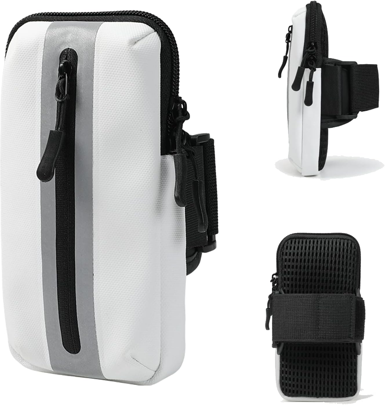 Running Phone Holder Armband, iPhone Arm Bands for Exercise, Running Arm Bands for Cell Phone, Phone Purse Cell Phone Holder for Walking (White)