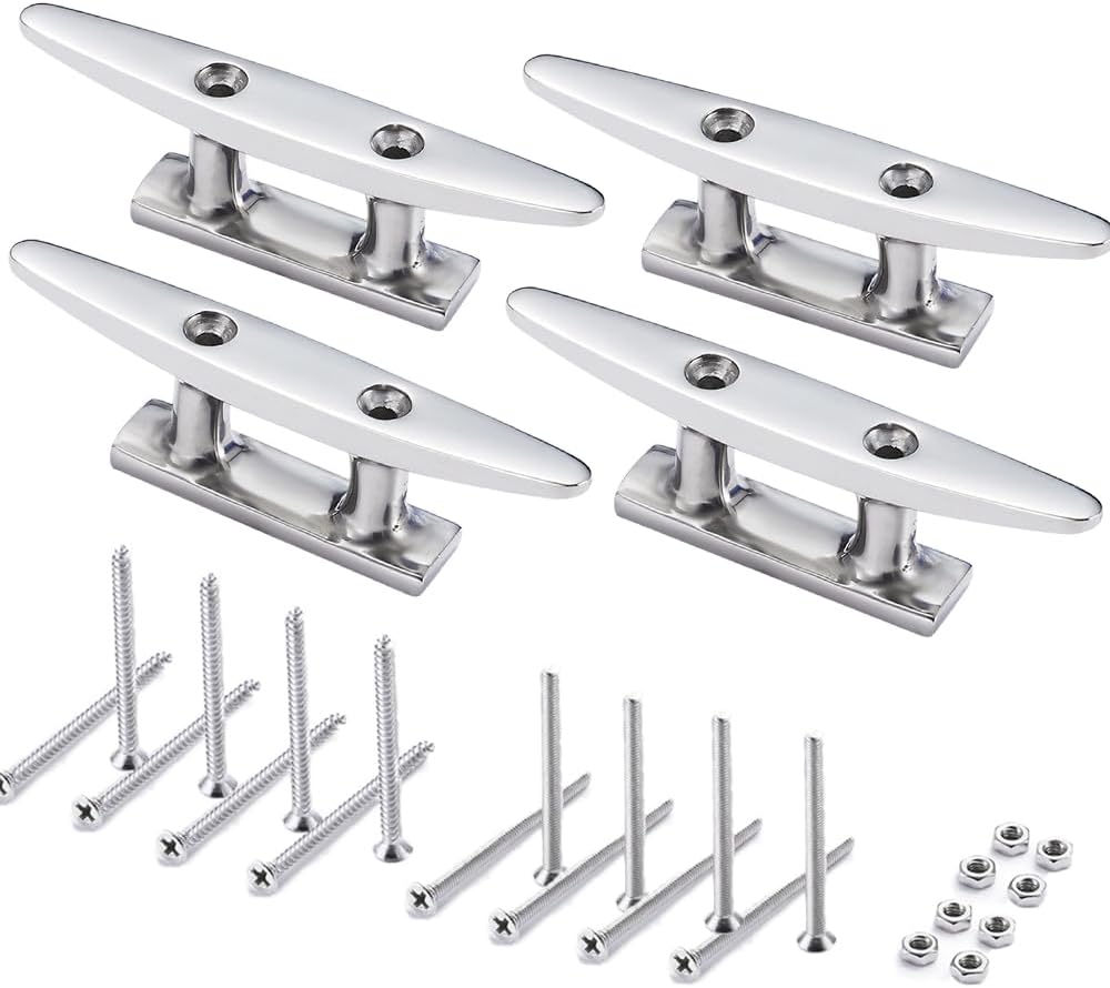 Boat Cleat Open Base Boat Cleat 4/5/6/8 inch, Dock Cleat All 316 Stainless Steel Boat Mooring Accessories, Include Installation Accessories Screws